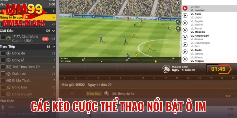 Các kèo cược thể thao nổi bật ở IM