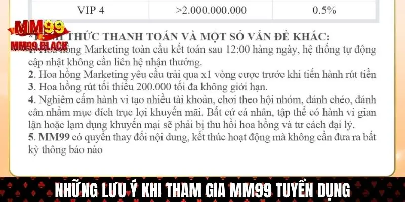 Lưu ý đi kèm khi tham gia MM99 tuyển dụng